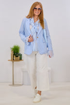 gestreifter Blazer, hellblau