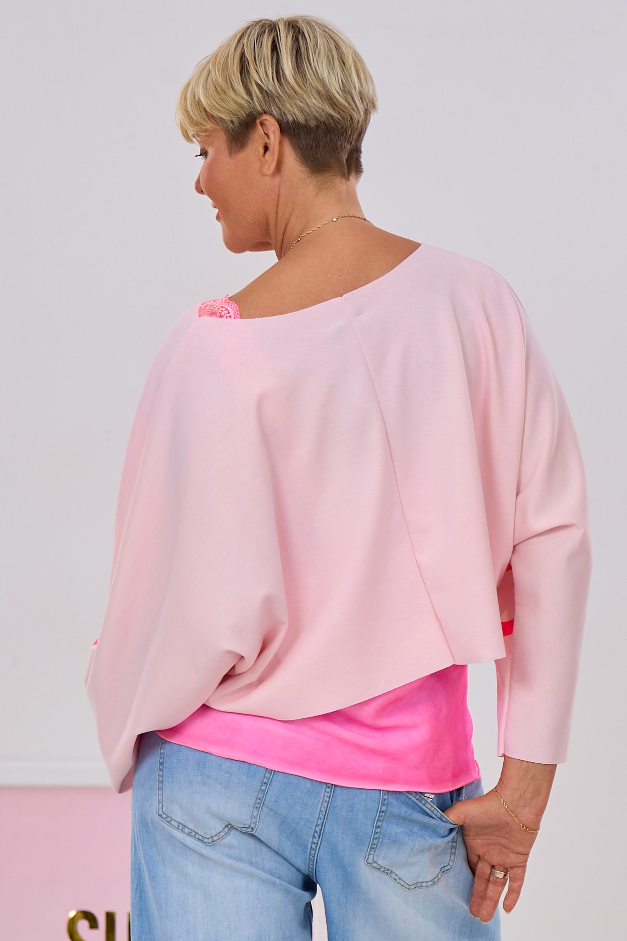Weites cropped Shirt SOMETHING, rosa-pink