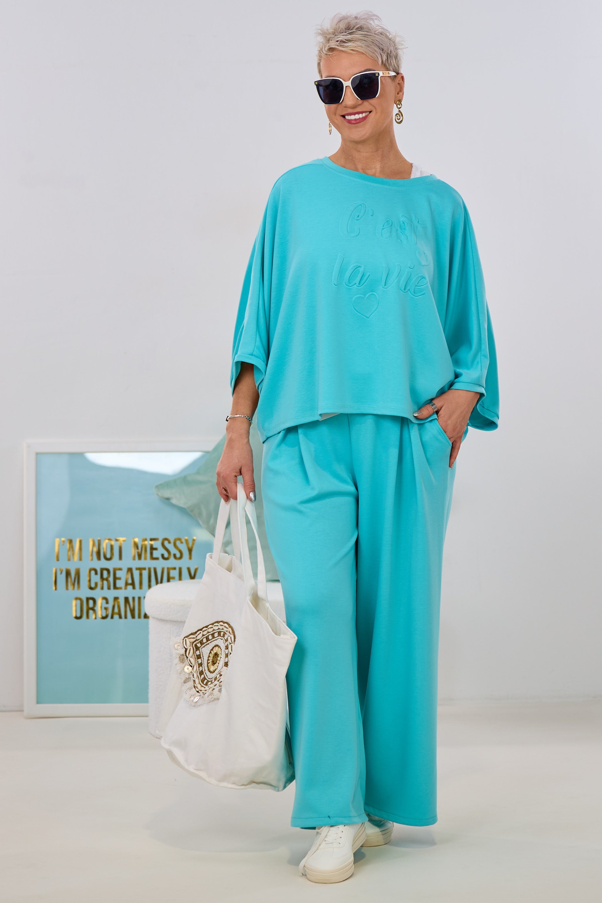 Cozy 2-Teiler c'est la vie - türkis