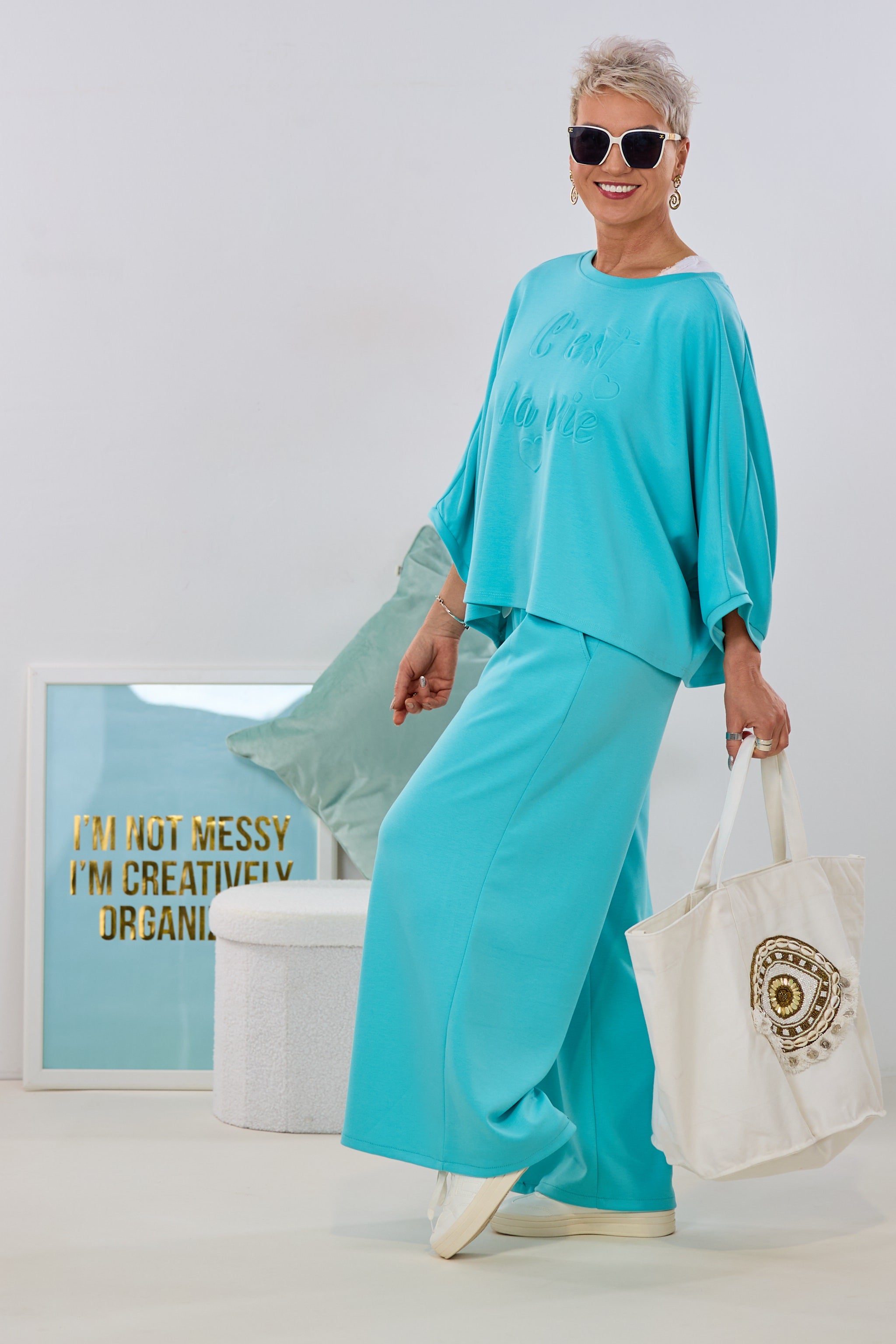 Cozy 2-Teiler c'est la vie - türkis