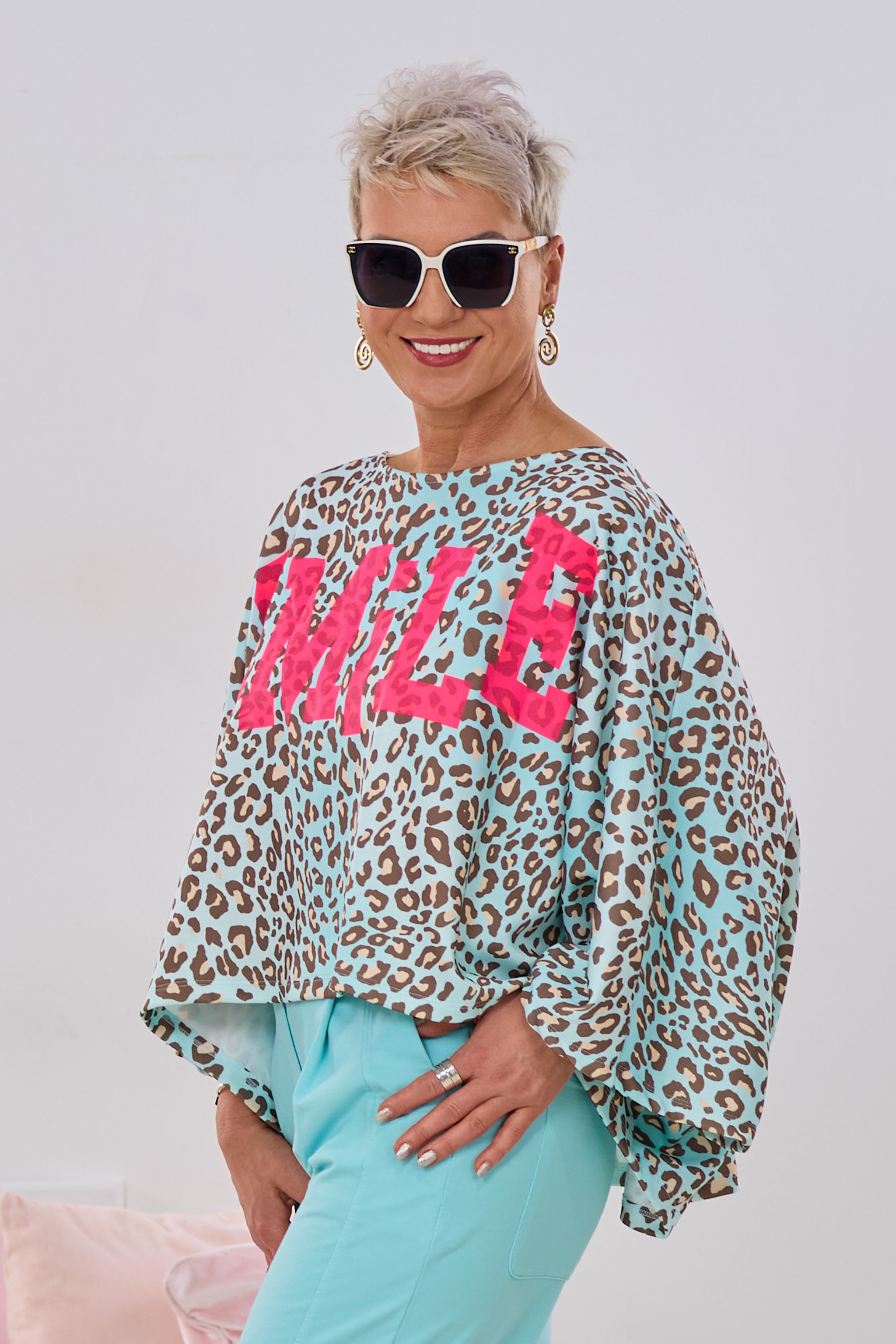 Cozy Sweaty SMILE, mint-braun-leo