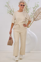 Cozy Hose mit Glitzer, beige