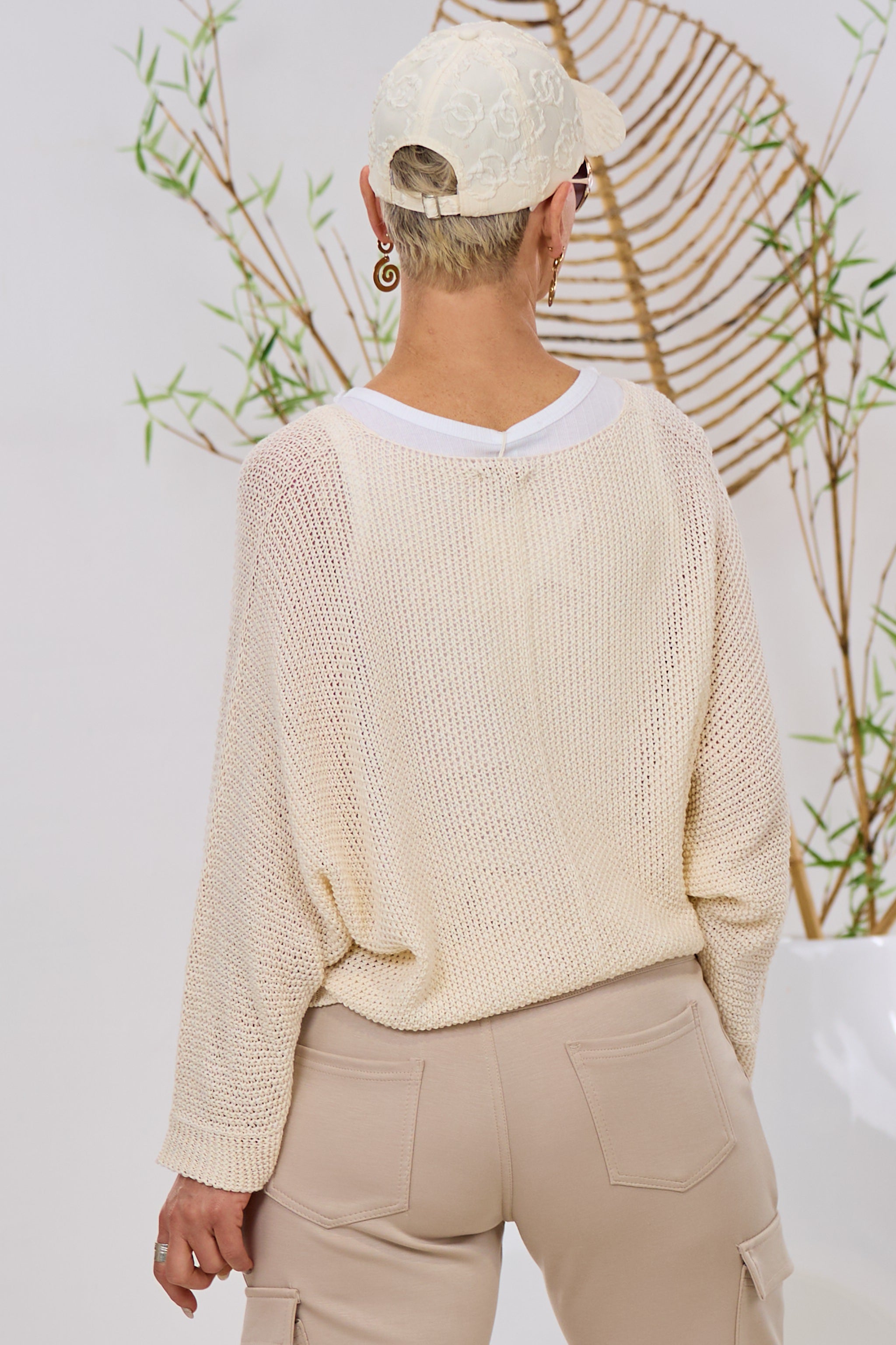 Strickpulli mit INFINITY-Flock, creme