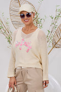 Strickpulli mit INFINITY-Flock, creme