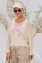 Strickpulli mit INFINITY-Flock, creme