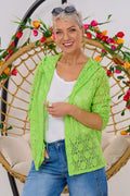 Jacke aus Spitze mit Kapuze, neongrün