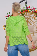 Jacke aus Spitze mit Kapuze, neongrün