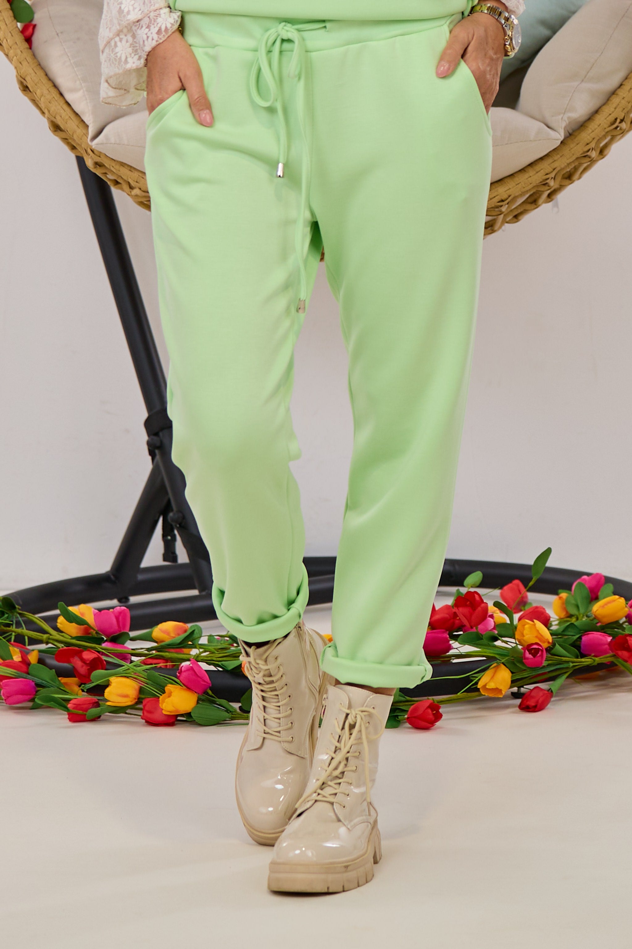 Cozy Hose mit Kordelzug, lindgrün