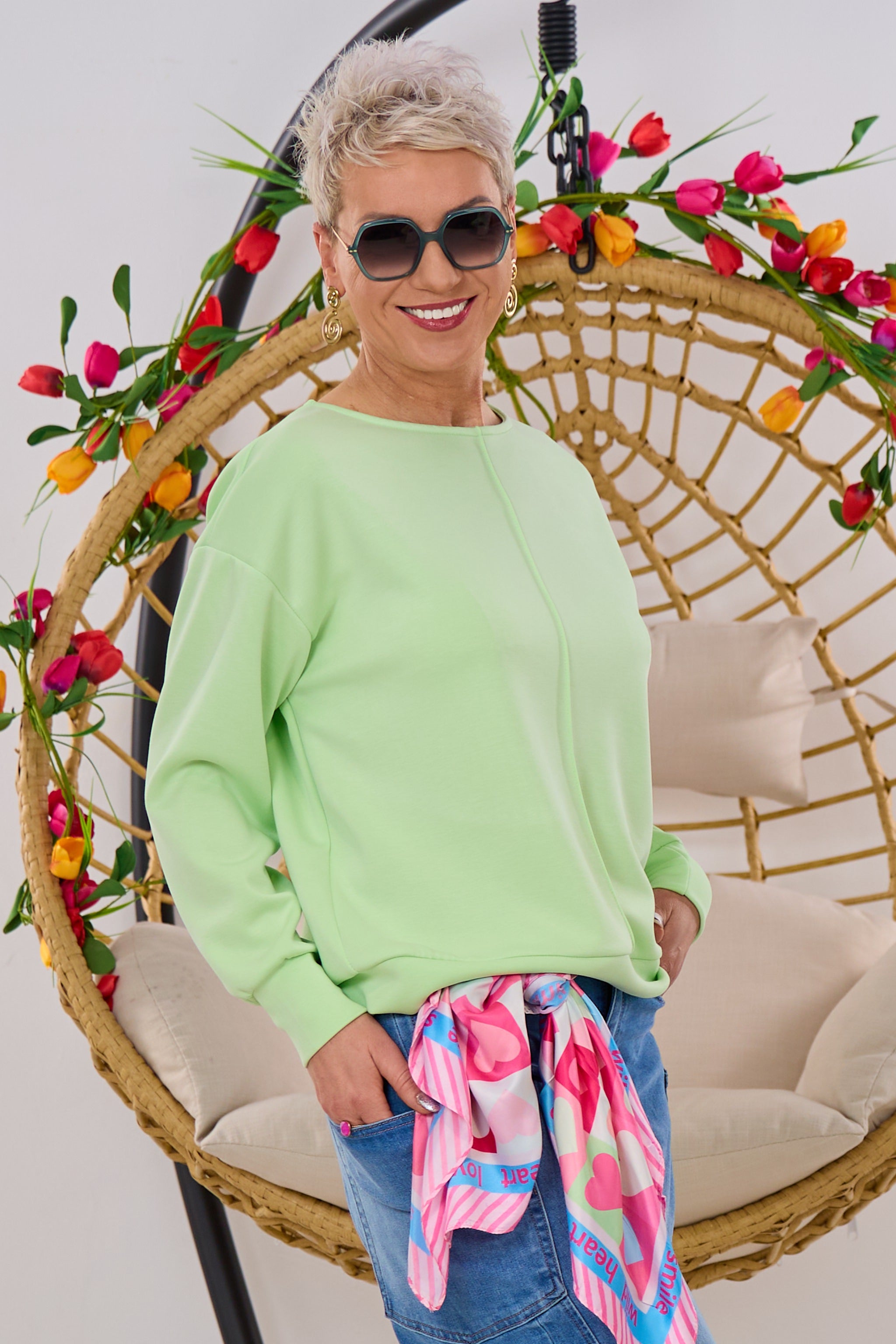 Cozy Shirt mit Mittelnaht, lindgrün