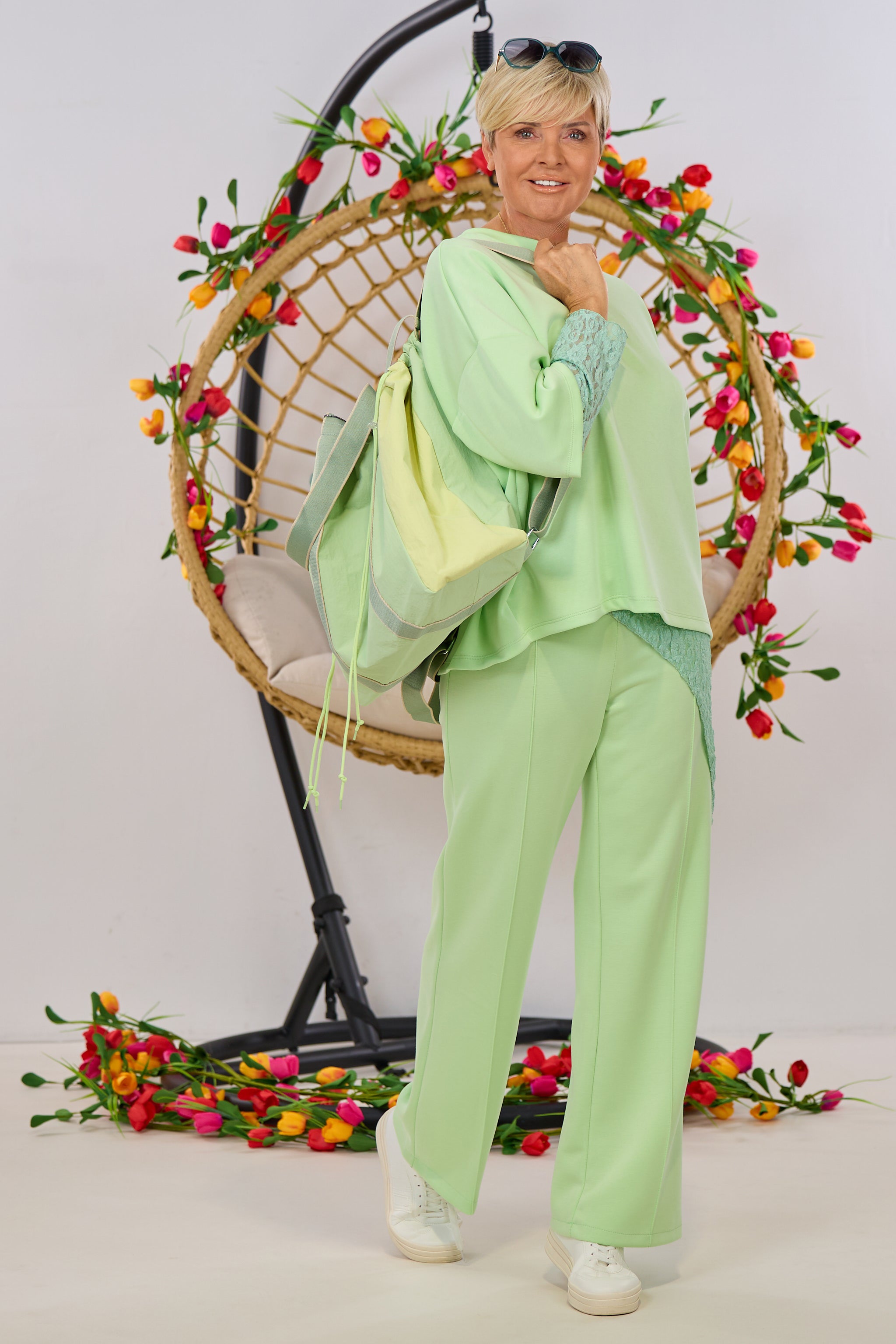 Cozy Shirt mit halblangen Ärmeln, lindgrün