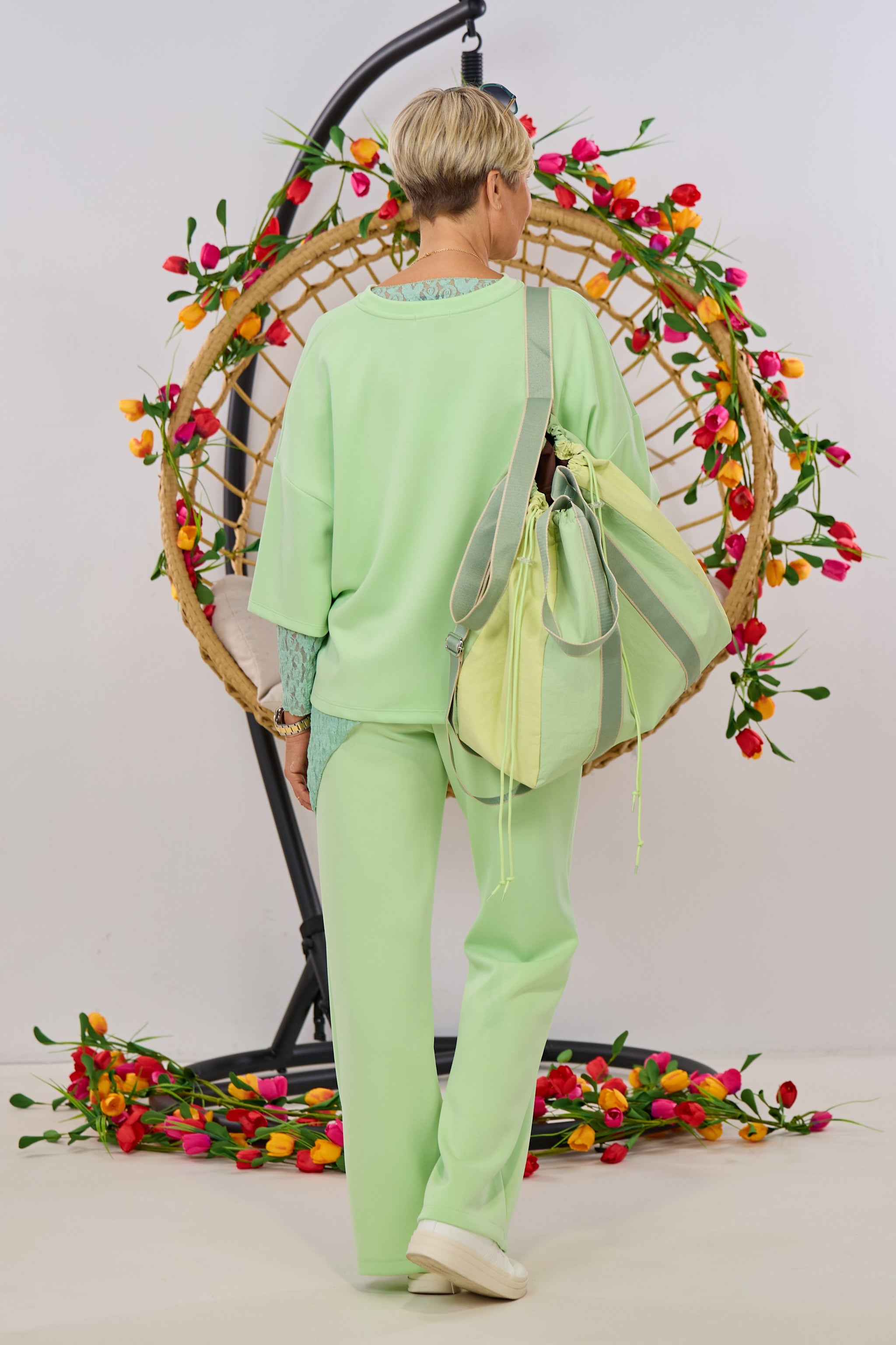 Cozy Shirt mit halblangen Ärmeln, lindgrün