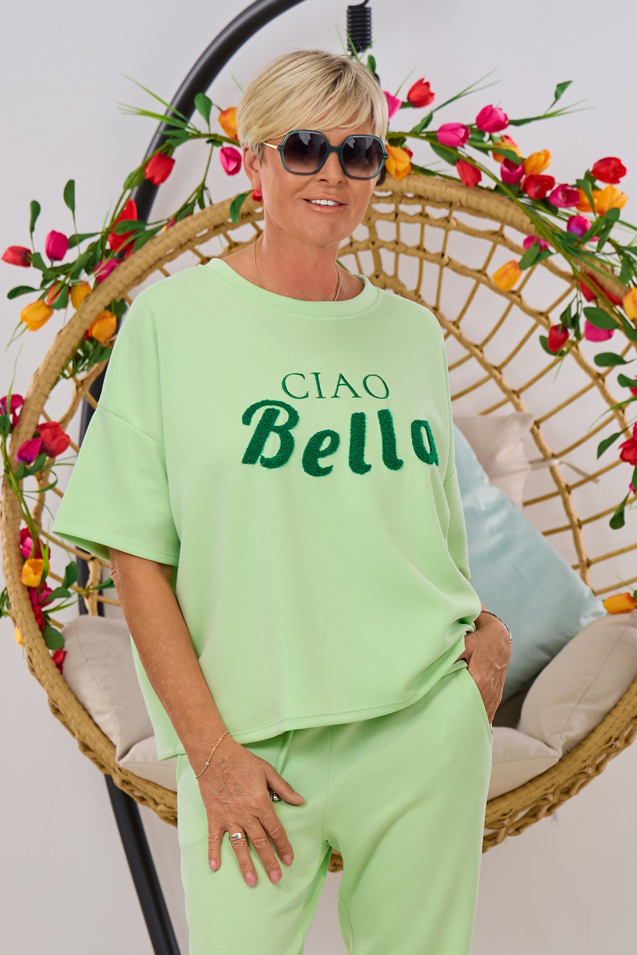 Cozy Shirt BELLA mit kurzen Ärmeln, lindgrün