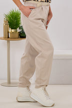 Hose im Jeans-Look mit Gürtel, beige