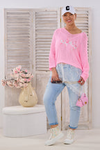Asymmetrisches Spitzen Longtop, weiß