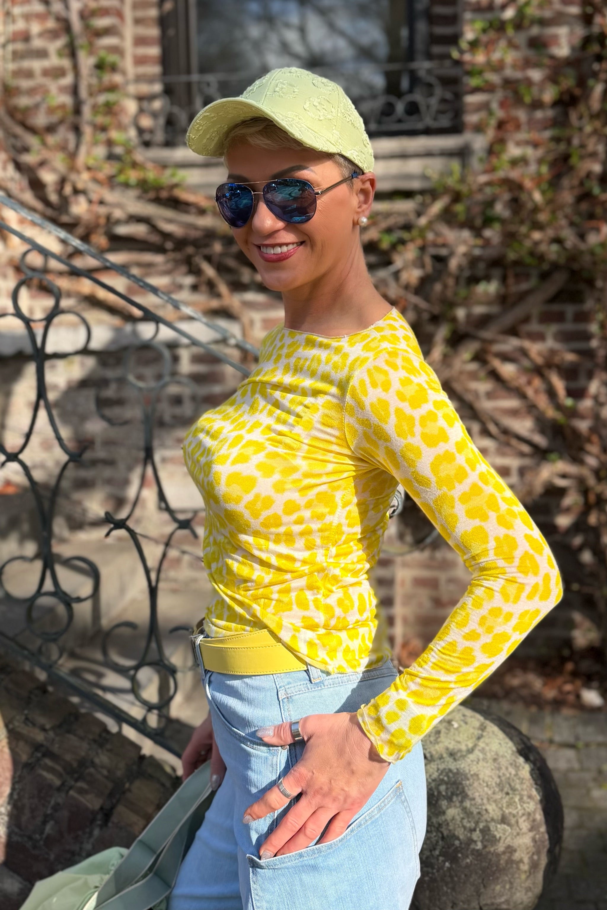 transparentes Leo-Longsleeve, ecru-gelb