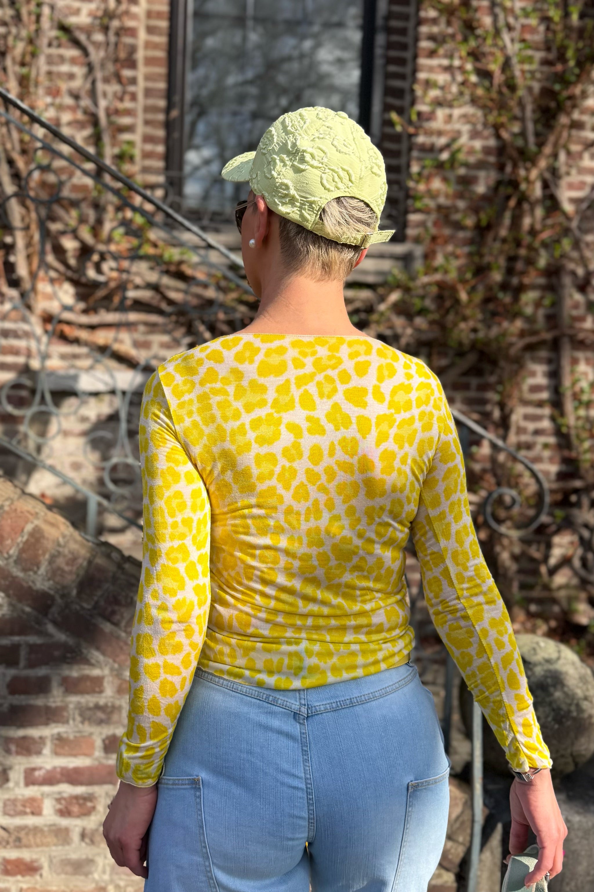 transparentes Leo-Longsleeve, ecru-gelb