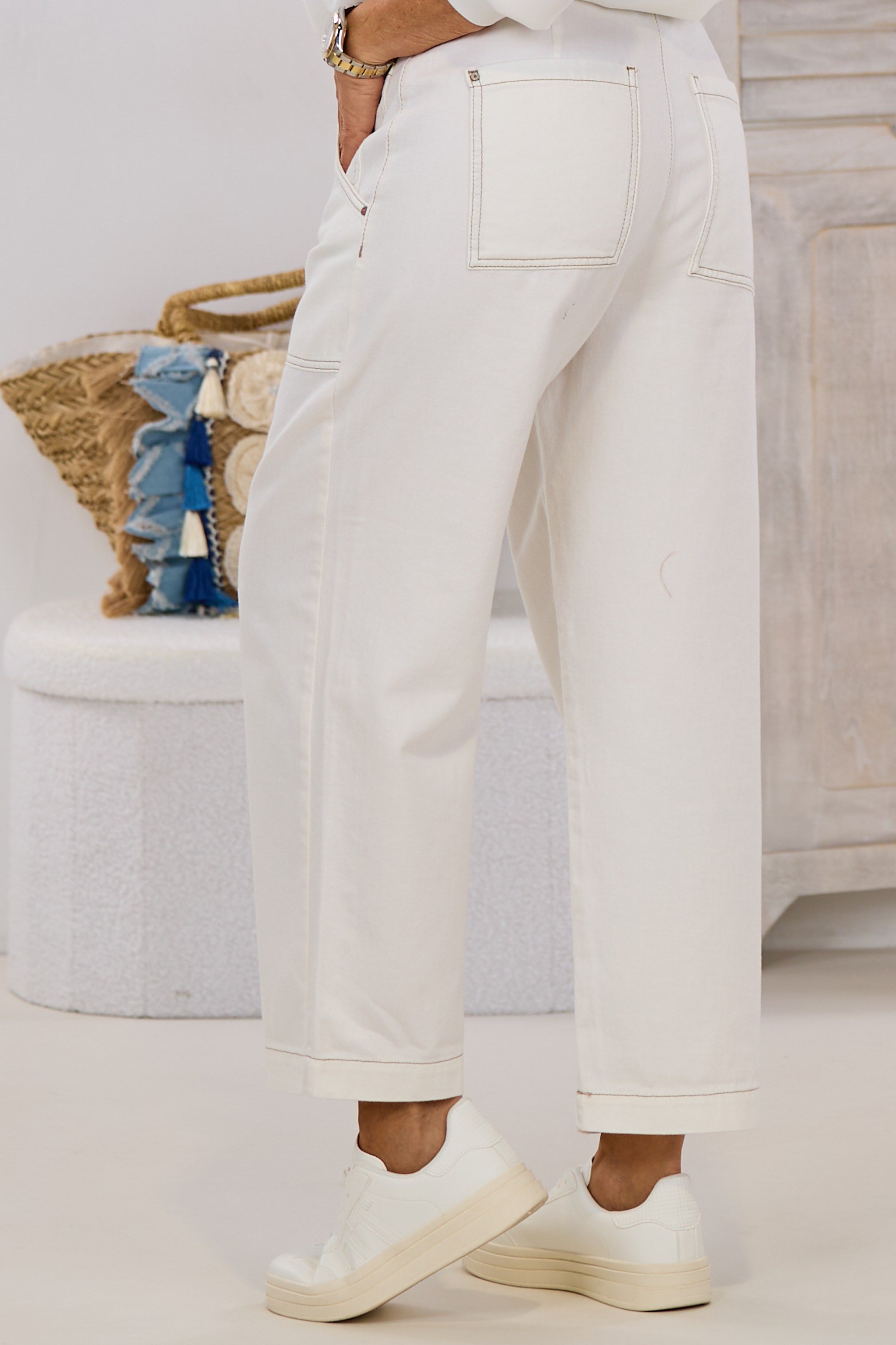 Jeans Comfort CalviTZ 7/8, ecru