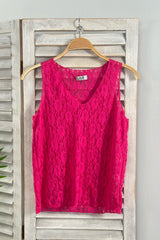 Lace top, fuchsia