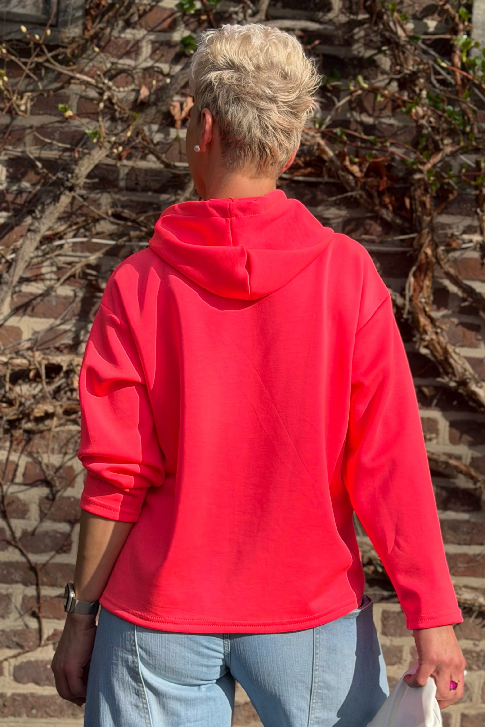 Cozy Hoodie MOIN, neonpink-weiß