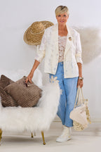 Blazer mit "Ausbrenner-Muster", creme