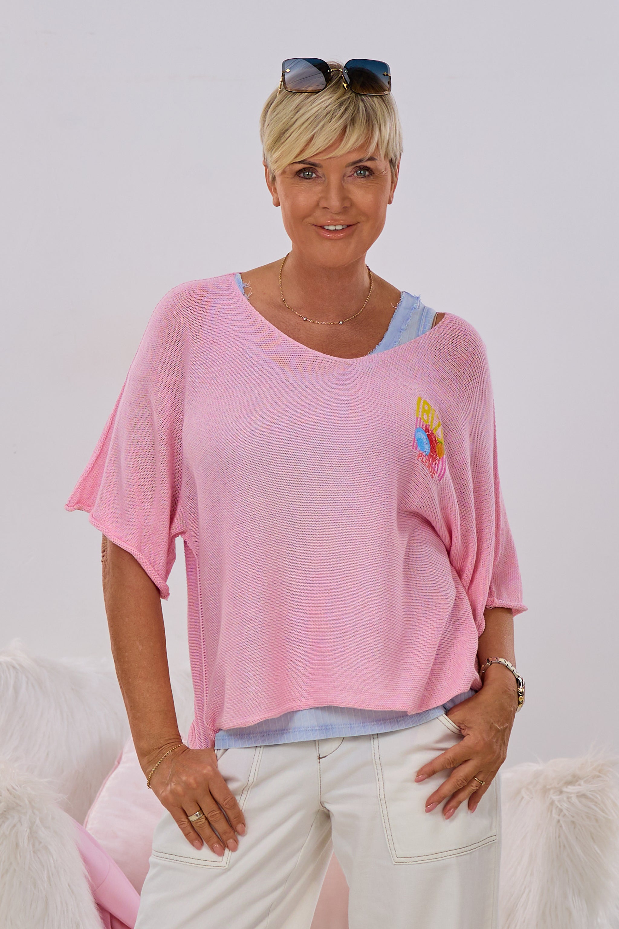 Strickpulli  IBIZA quergestrickt, rosa