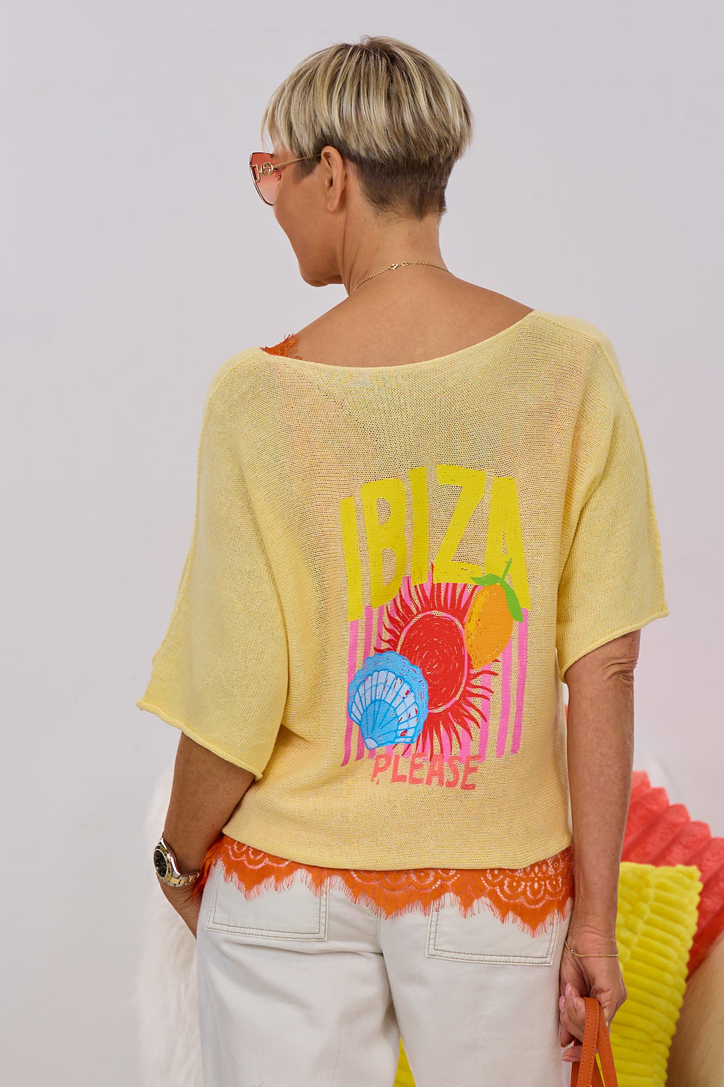 Strickpulli IBIZA quergestrickt, gelb