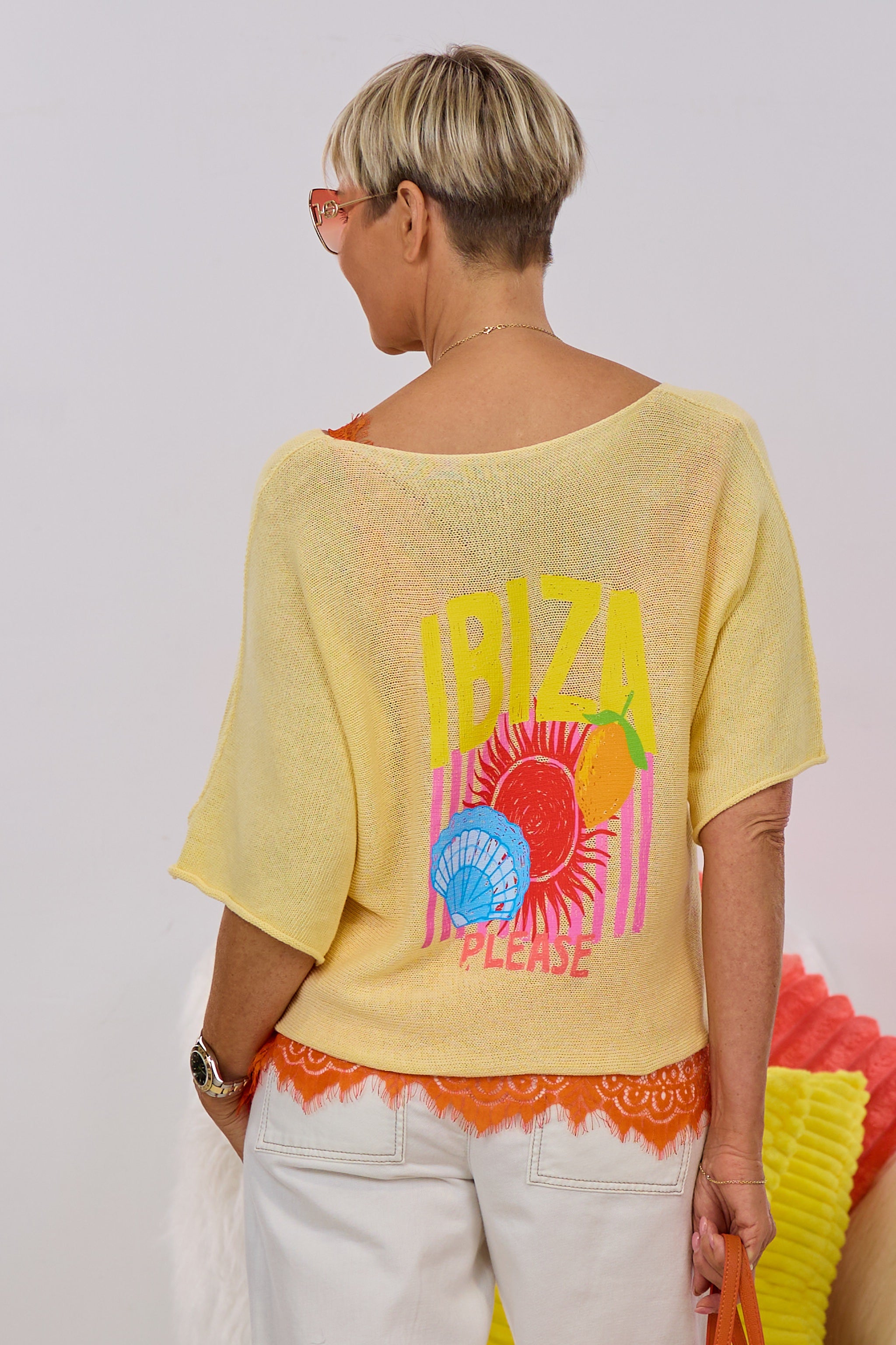 Strickpulli IBIZA quergestrickt, gelb