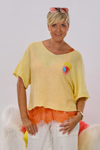 Strickpulli IBIZA quergestrickt, gelb