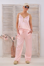 Hose im Crinkle Look, rosa