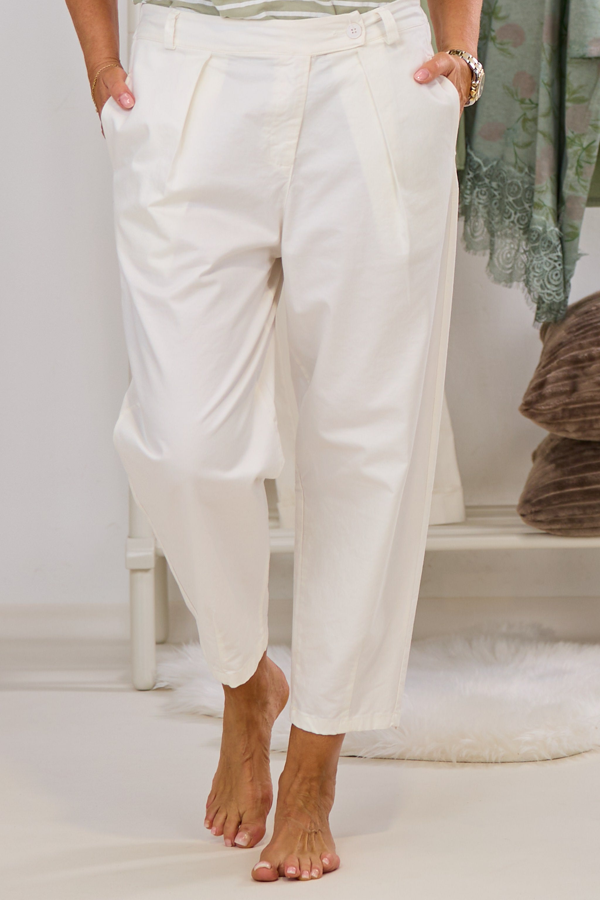 7/8 Jeans im Balloon-Style, ecru