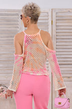 Lochstrick Pulli NEON Batic, creme-rosa-orange