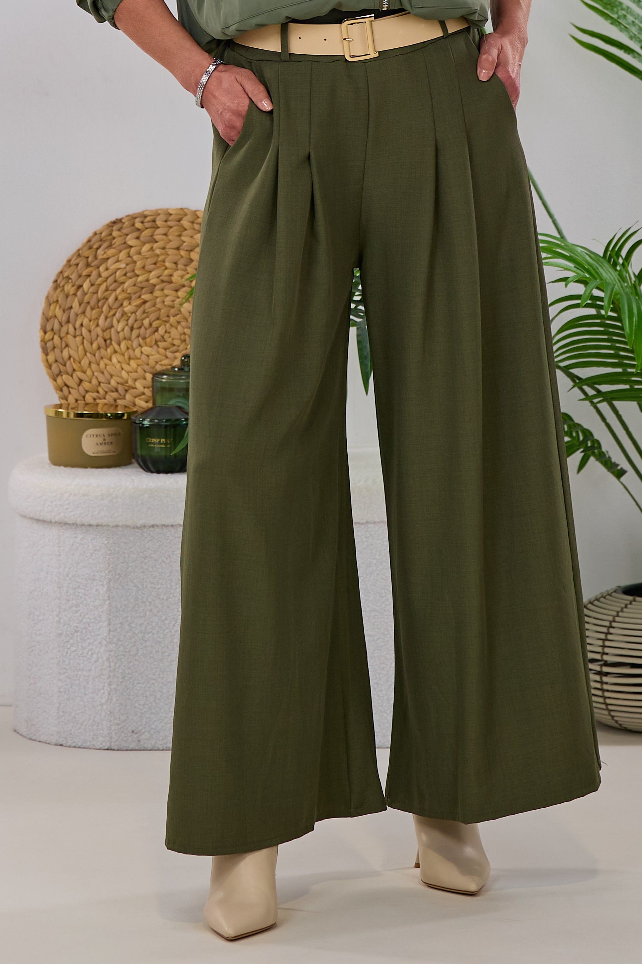 Hosenrock mit gesteppten Falten, khaki