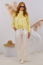 Sommerliche Marlene Hose mit Bundfalten, creme