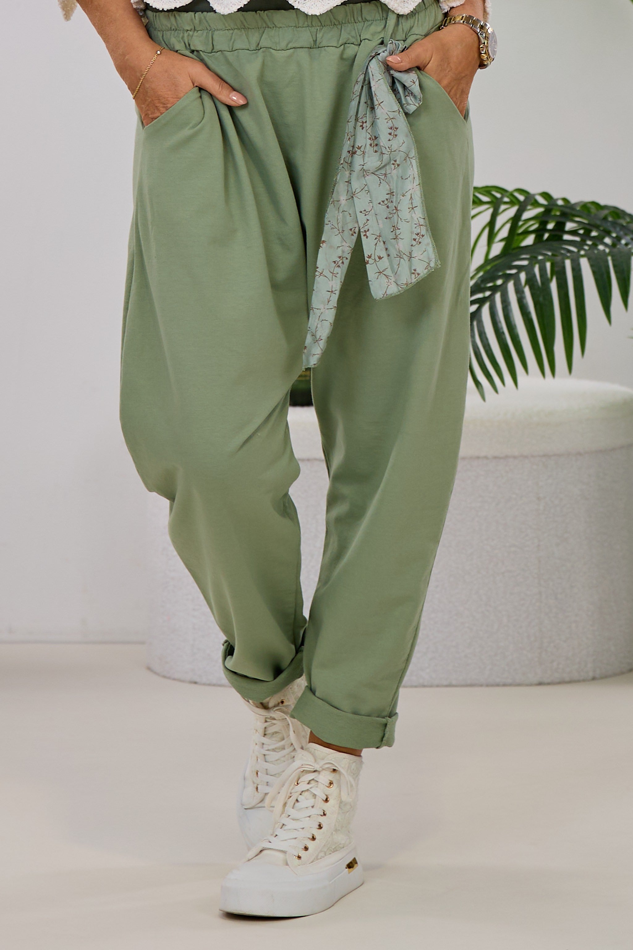 Leichte Sweat Baggy Hose, khaki