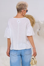 Shirt mit "Puff-Ärmeln", weiß