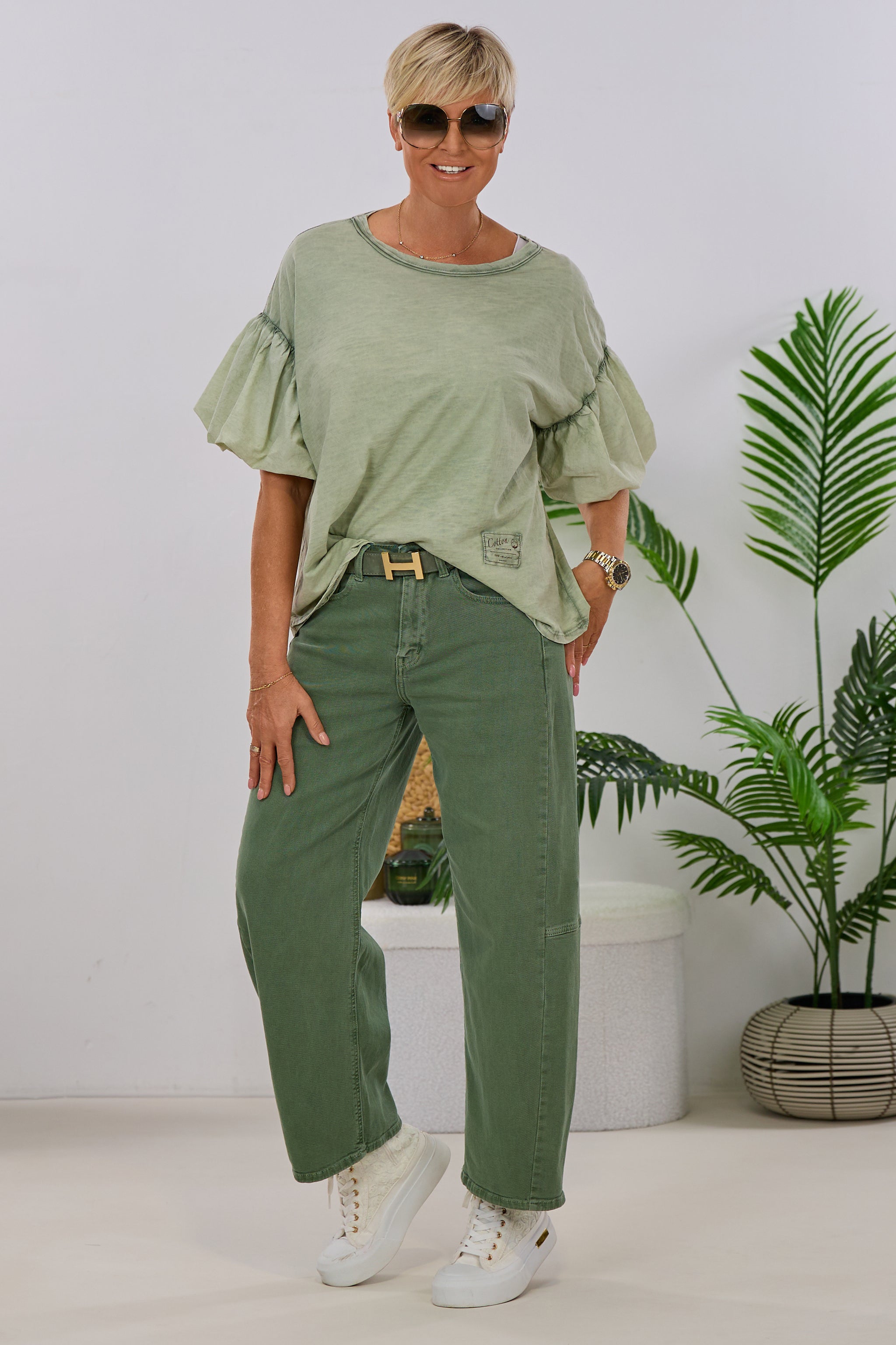 Shirt mit "Puff-Ärmeln", khaki