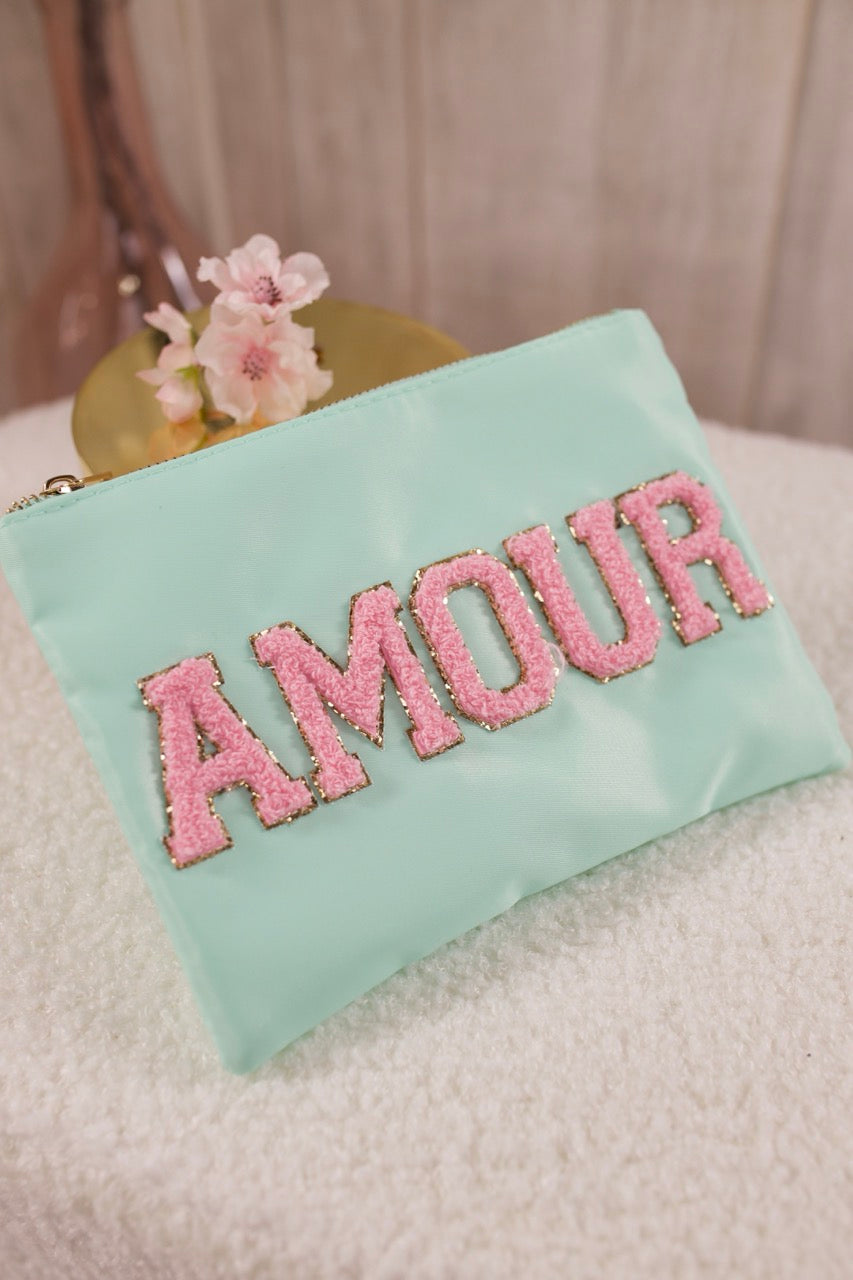 Kosmetiktasche AMOUR, mint-rosa