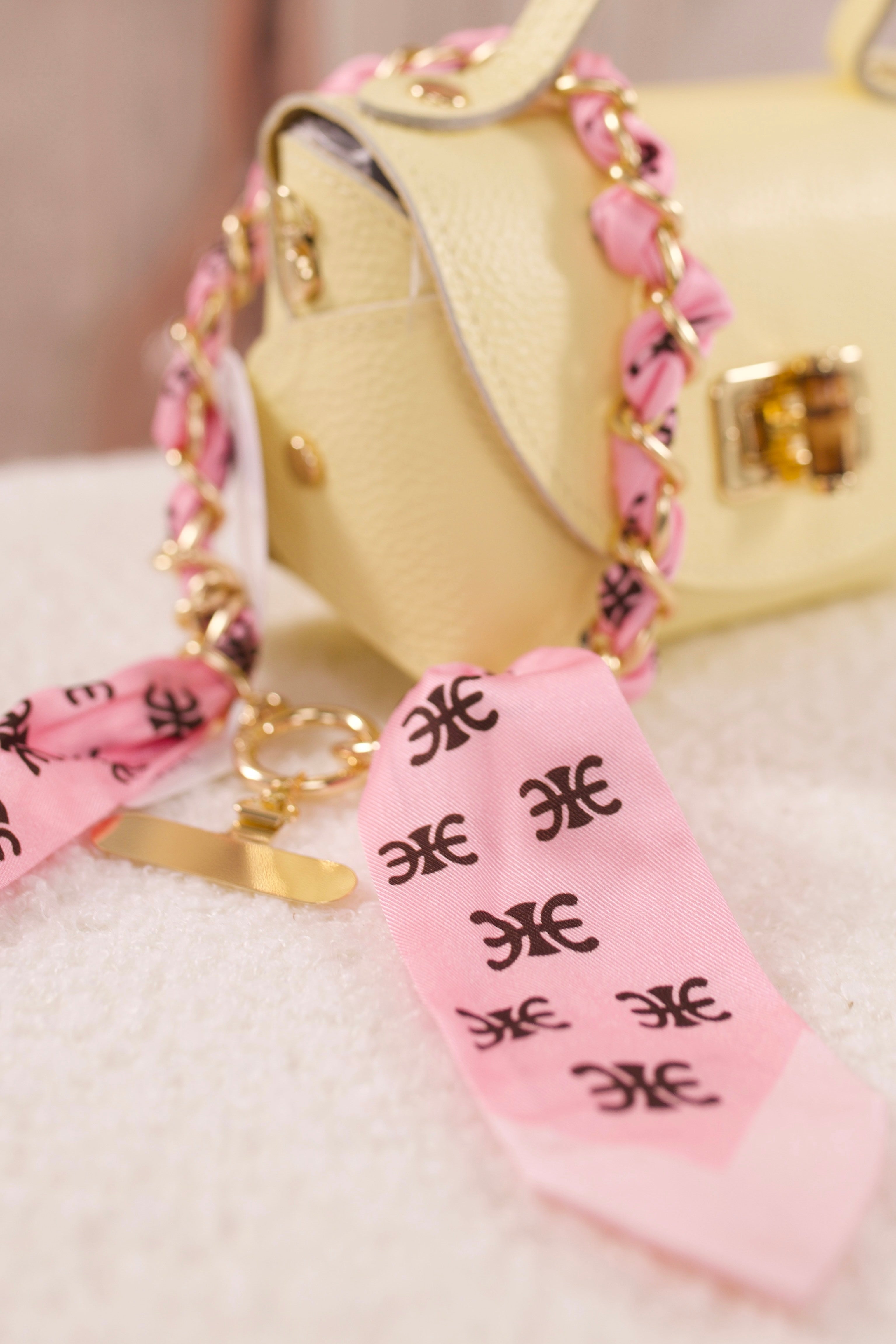 Handy-/Taschenanhänger, rosa-braun-gold