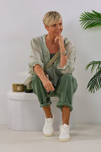 Transparente Bluse mit weiten Ärmeln, hell khaki