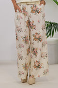 Geblümte Hose, creme-rosa-grün