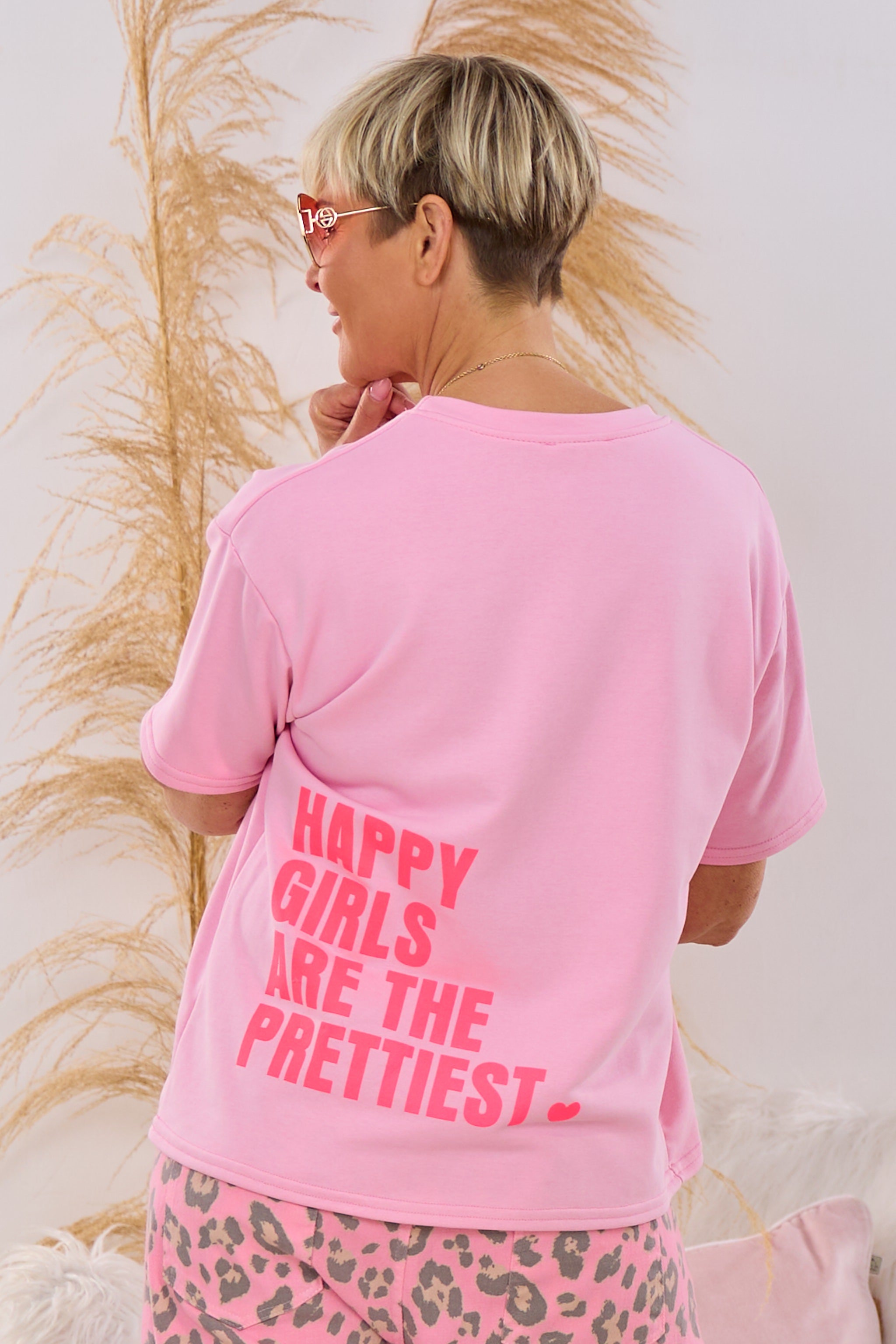 kurzarm Sweaty Happy Girls, rosa-neonpink