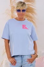 kurzarm Sweaty Happy Girls, hellblau-neonpink