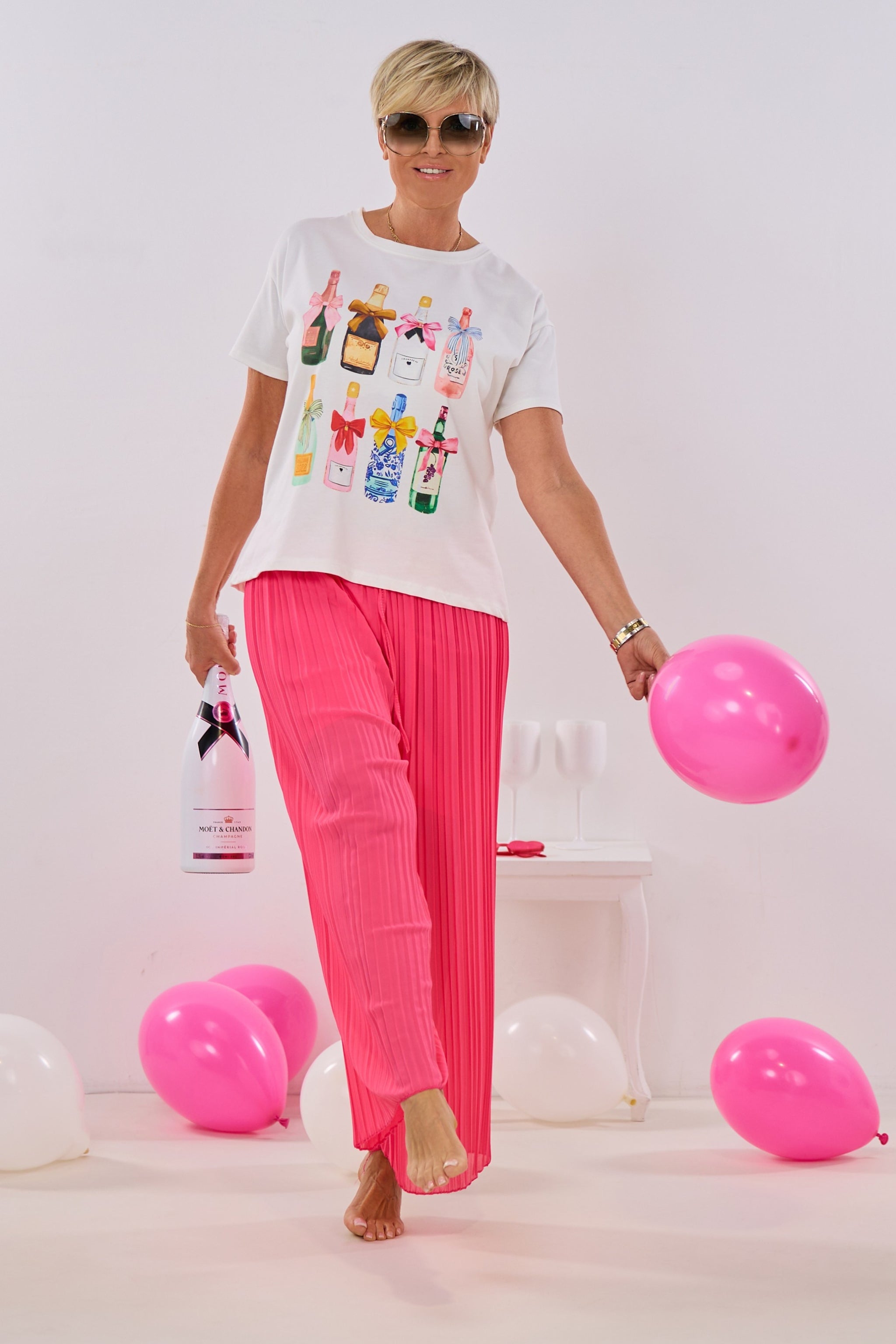 Champagne T-shirt, white-multicolored