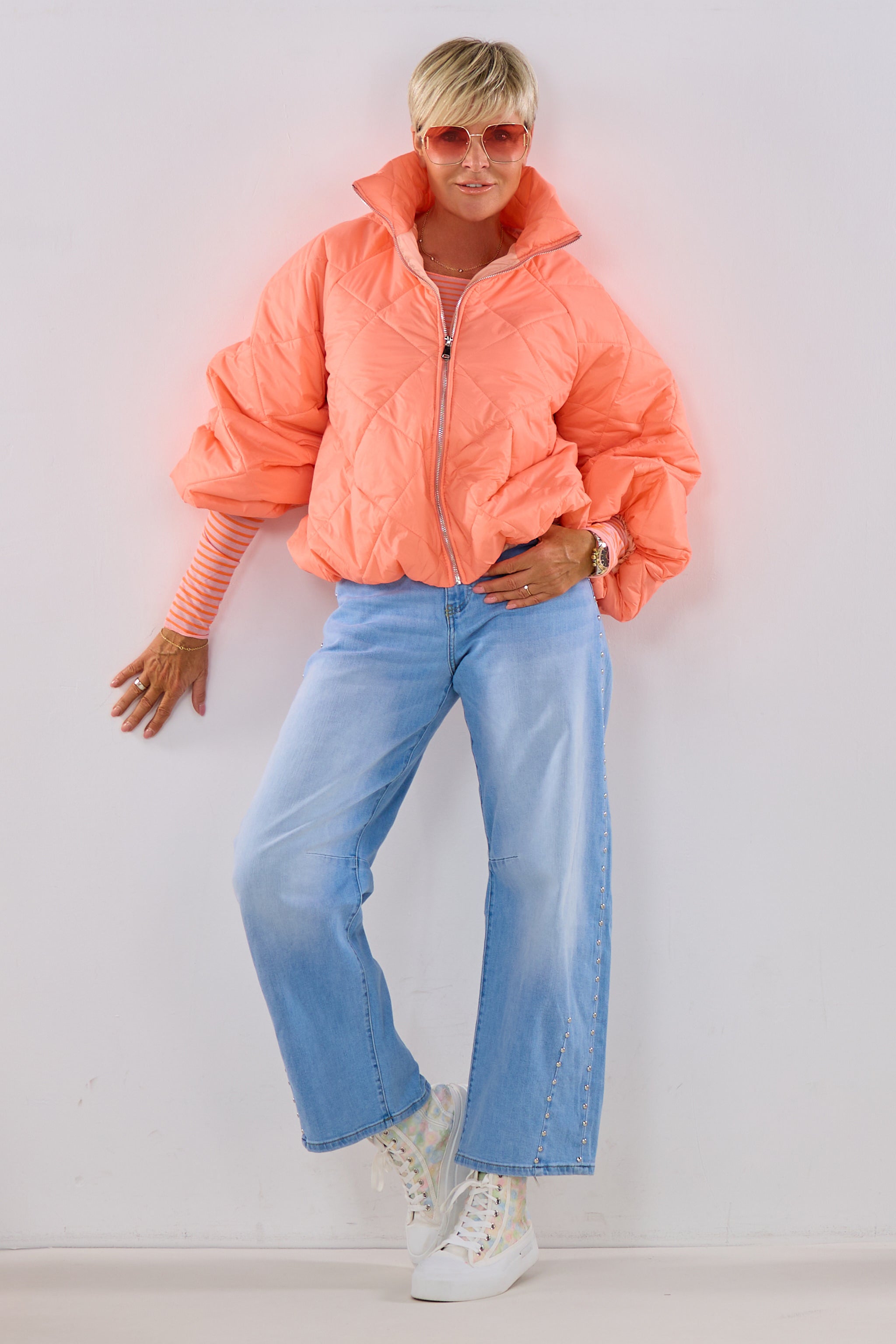 Steppjacke im Balloon-Style, apricot