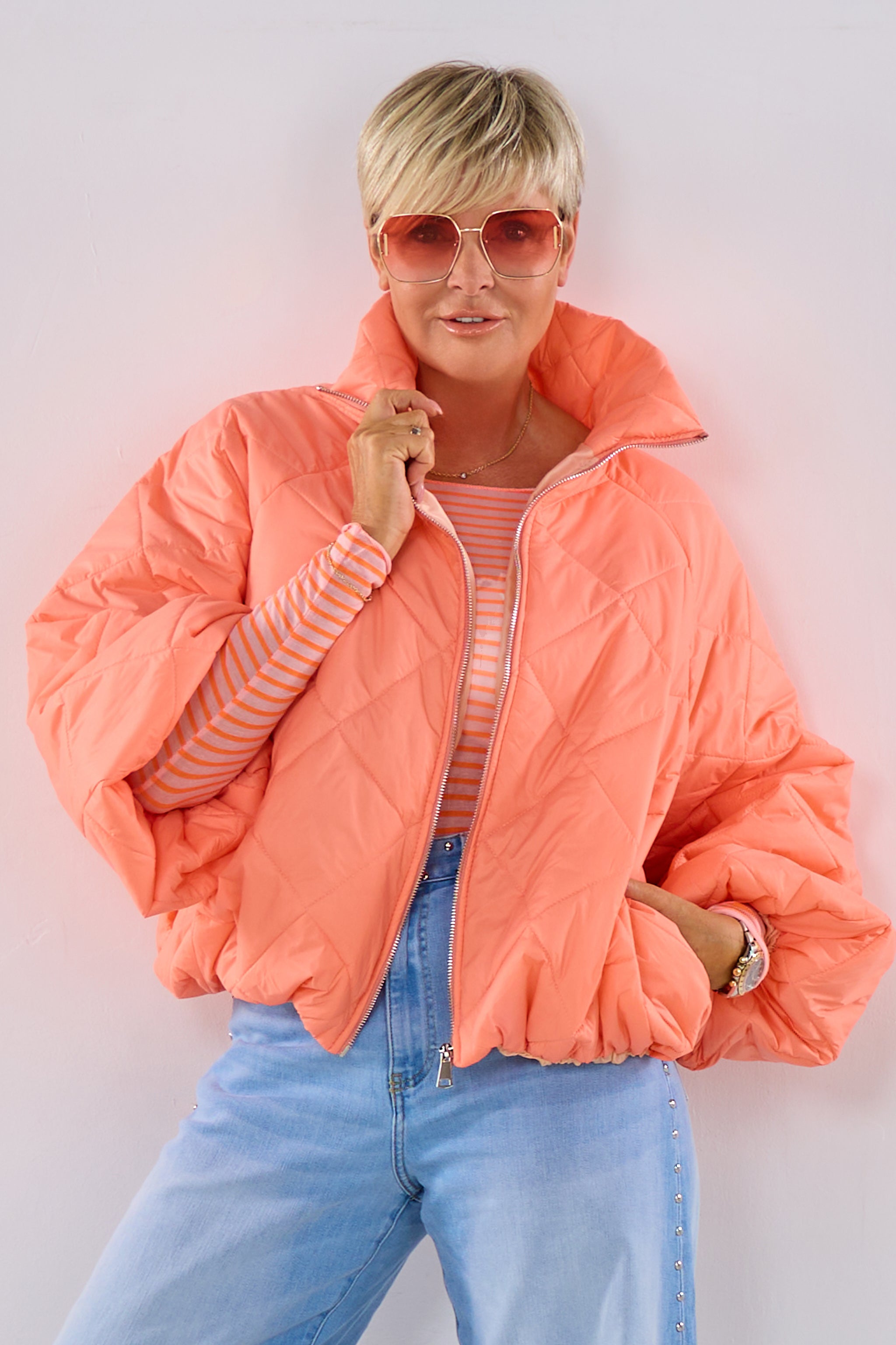 Steppjacke im Balloon-Style, apricot