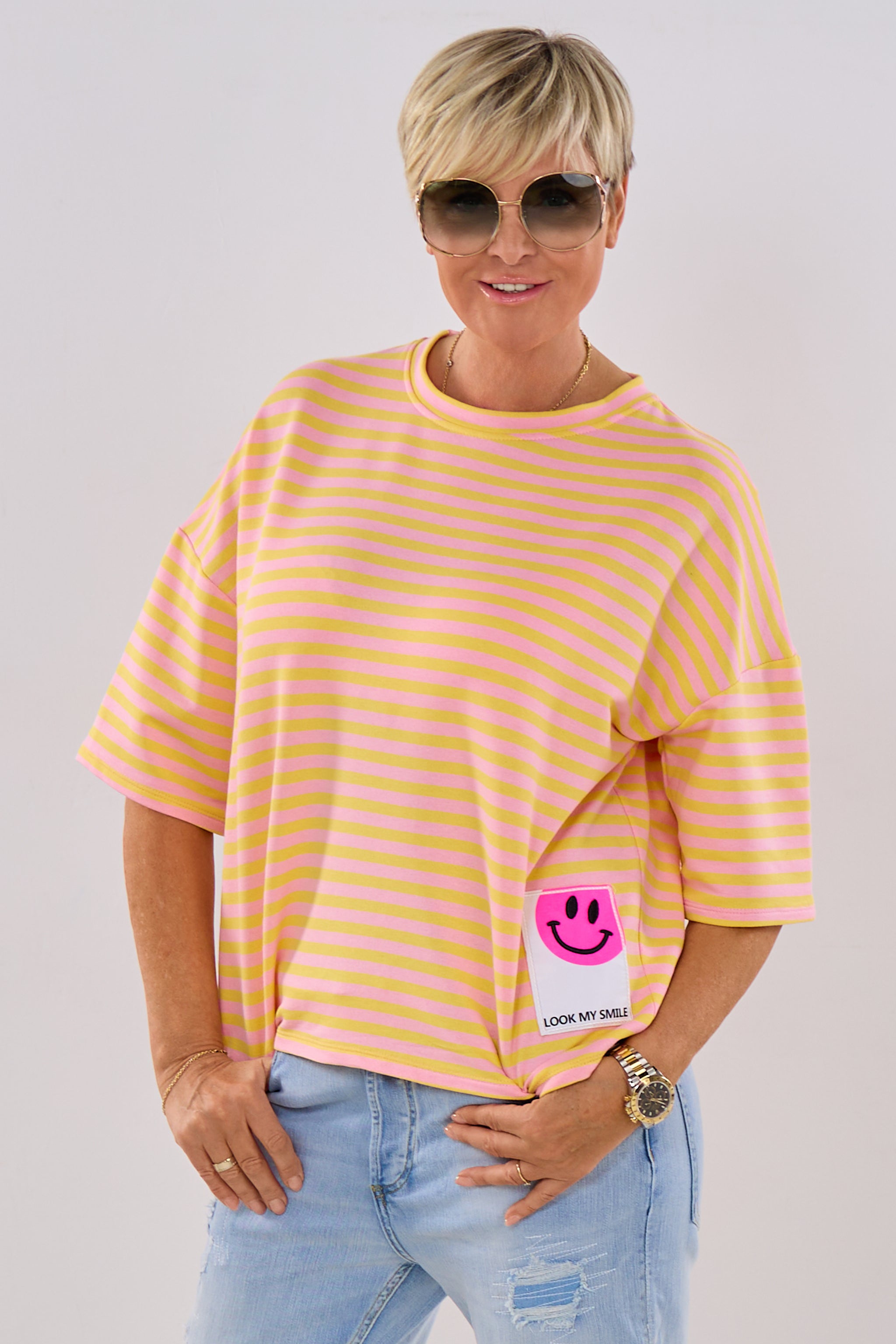 kurzarm Sweaty LOOK MY SMILE, rosa-gelb