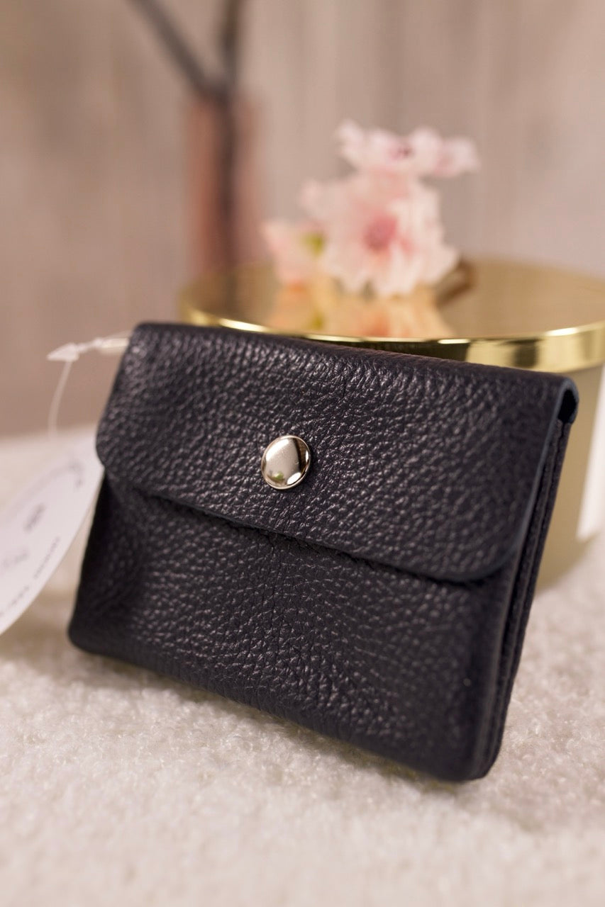 Kleines Echtleder Portemonnaie, dunkelblau