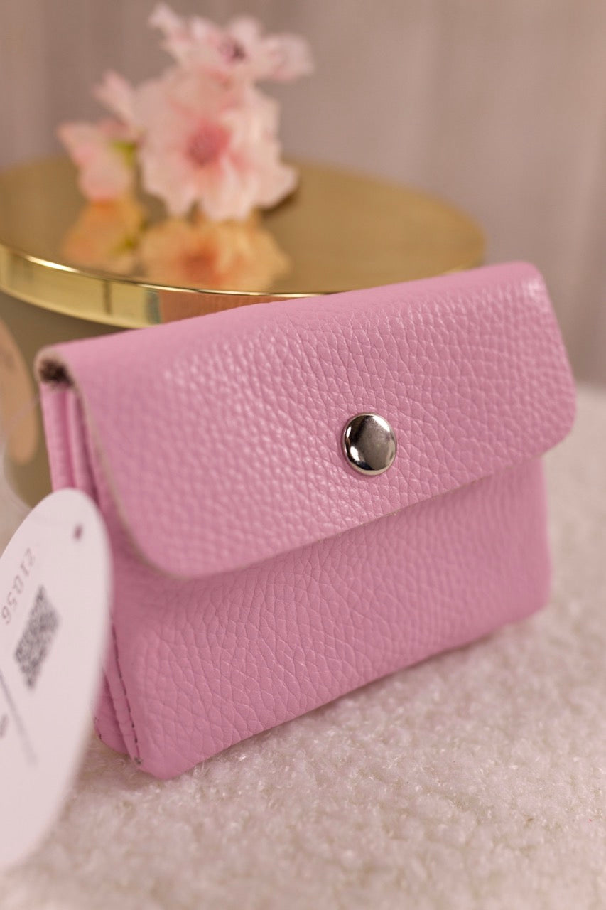 Kleines Echtleder Portemonnaie, rosa