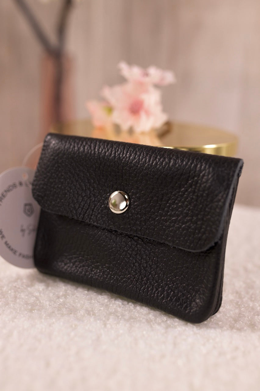 Small genuine leather wallet, black