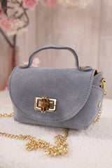 Small suede bag, blue